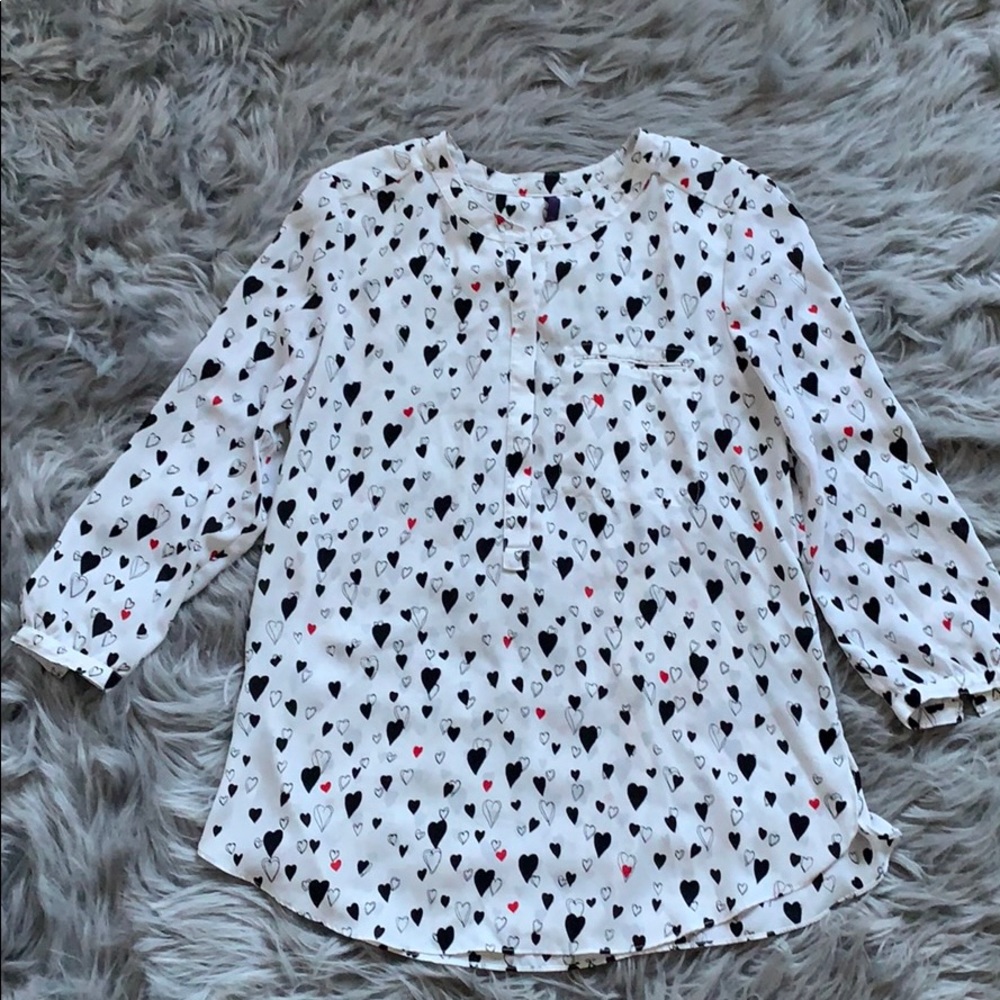 White long sleeve shirt with hearts